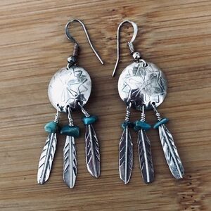$52  Southwest Native American Estate Earrings  Marked STERLING